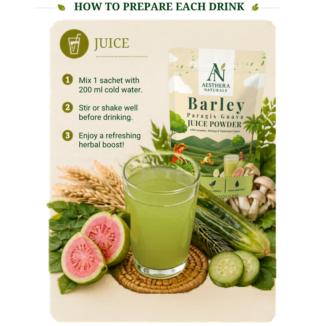 Aesthera Naturals 3 in 1 Herbal Drink Bundle Paragis Coffee Paragis Cranberry Tea and Barley Paragis Guava Juice
