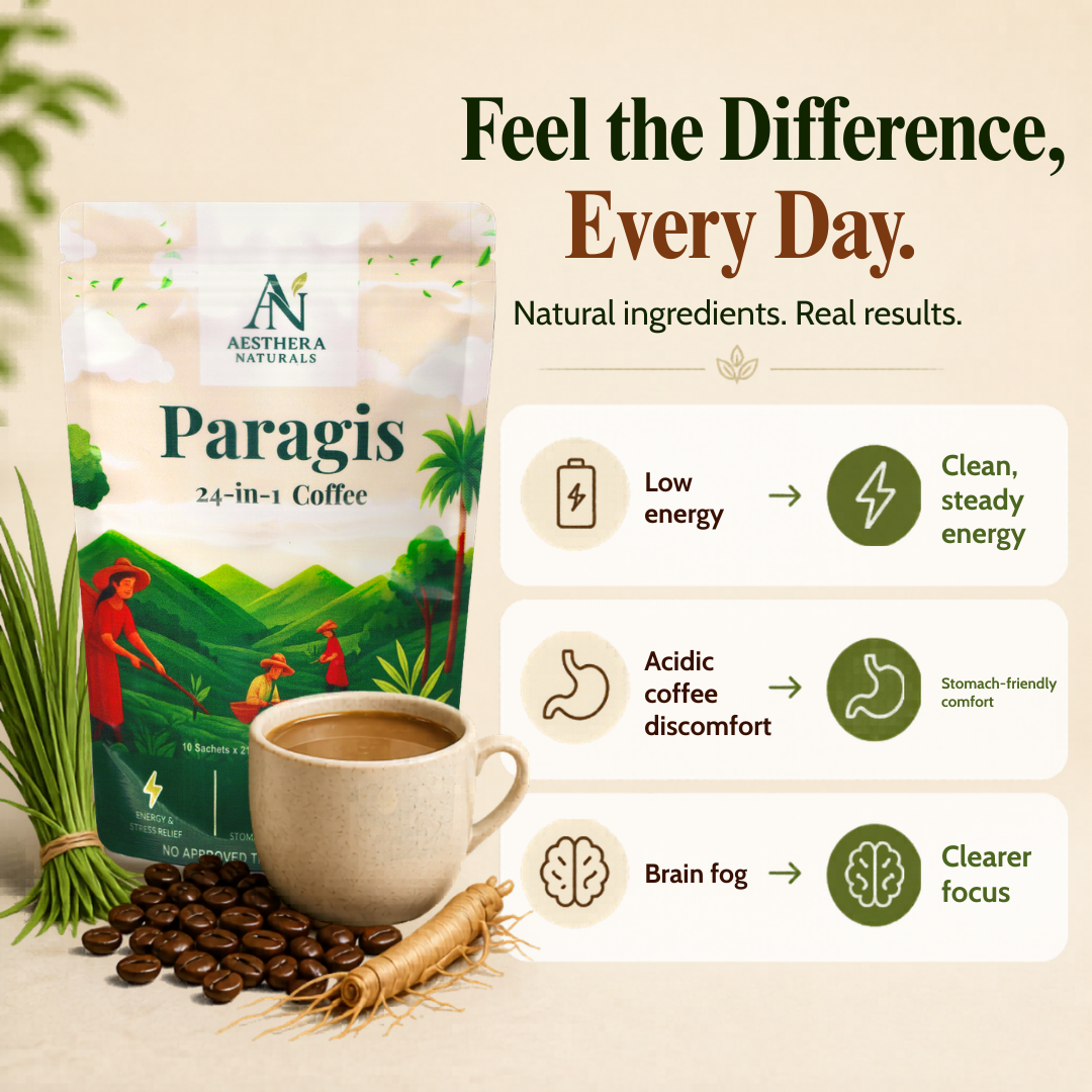 Aesthera Naturals 3 in 1 Herbal Drink Bundle Paragis Coffee Paragis Cranberry Tea and Barley Paragis Guava Juice